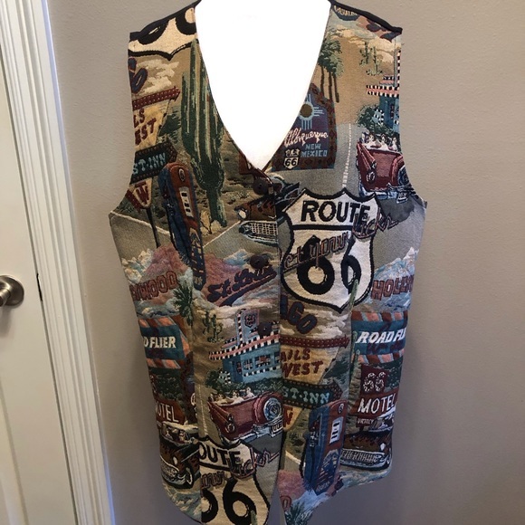 Vintage Venezia Jeans Route 66 Tapestry Style Vest Size 18/20 - Picture 1 of 10
